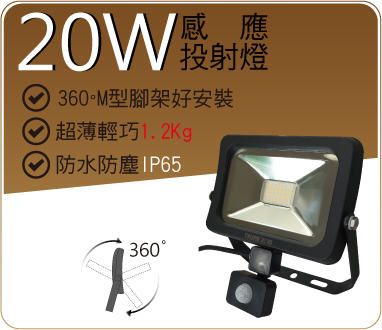 20W感應投射燈